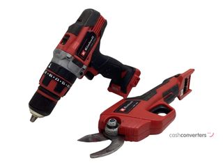 kit herramientas variadas einhell taladro y tijera de poda a bateria