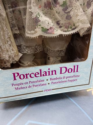 Bambola di porcellana, ROSA, 40 cm, PD05, Muñeca de porcelana (LA COLLEZIONE CLASSICA)