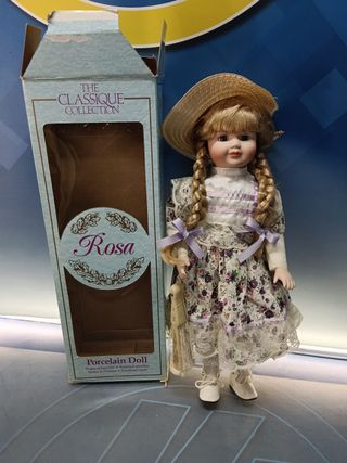 Bambola di porcellana, ROSA, 40 cm, PD05, Muñeca de porcelana (LA COLLEZIONE CLASSICA)