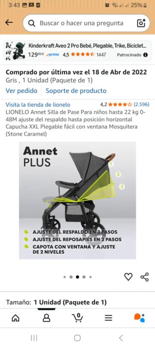Silla de paseo Lionelo Annet Gris