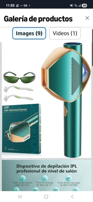 Depiladora IGBT con gafas y cuchillas