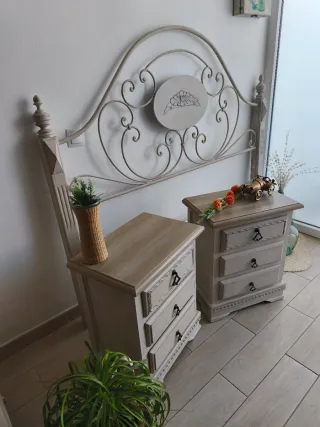 Cabecero de  forja romántico beige