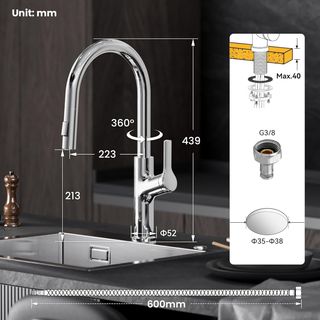 CECIPA grifo cocina extensible 2 chorros cromado