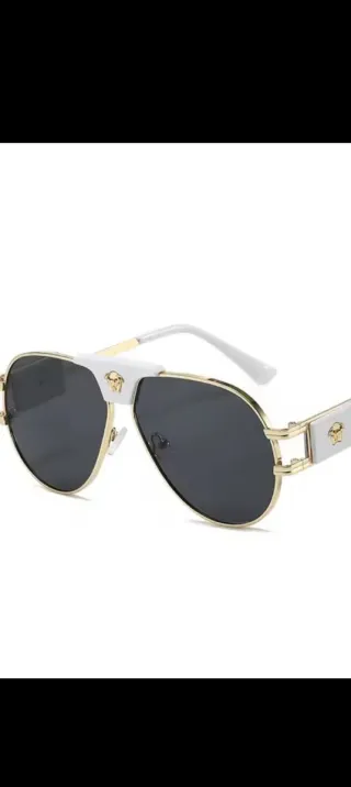 Gafas de sol aviador doradas y blancas