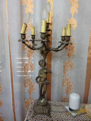 Statua bronzo portacandelabri