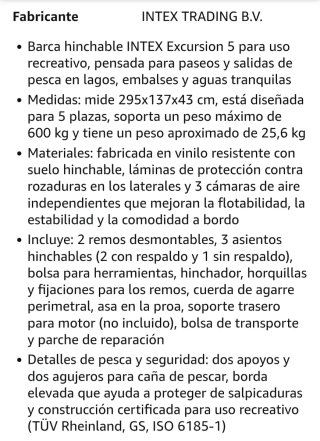 Barca Hinchable Intex Excursion 5