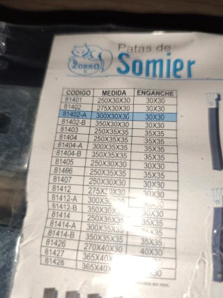 Juego 4 Patas Somier 30x30x30mm