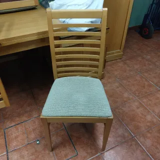 Mesa + 6 Sillas+ mueble tv  comedor madera castaño