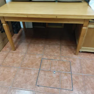 Mesa + 6 Sillas+ mueble tv  comedor madera castaño