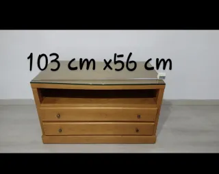 Mesa + 6 Sillas+ mueble tv  comedor madera castaño