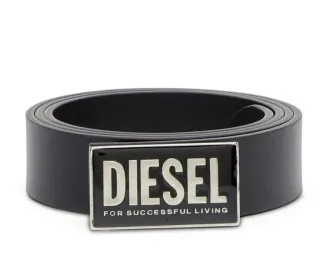 Cinturón Diesel Cuero Hebilla Logo Negro