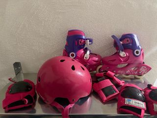 Pack Patines en Línea + Protecciones Rosa