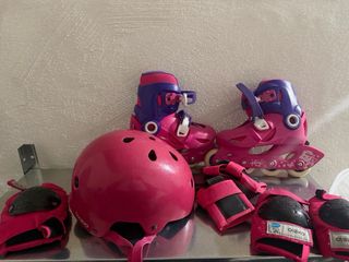 Pack Patines en Línea + Protecciones Rosa