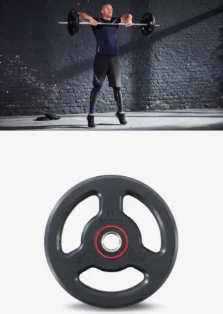 2 Disco d  5 kg y barra d pesas 1.20m