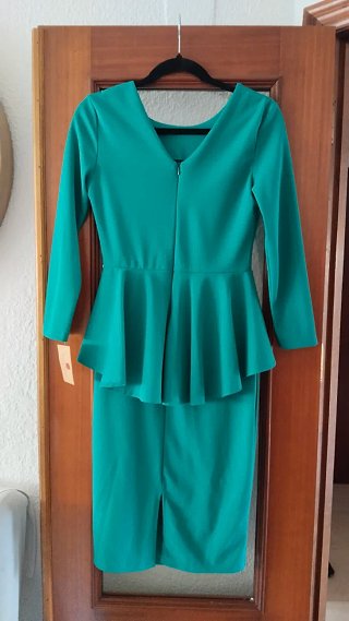 Vestido fiesta peplum verde mujer