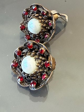 Orecchini Vintage Fiori Opale e Granati