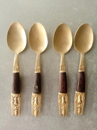 Antiche 8 Cucchiaini Thailandesi, Nichel&Bronzo