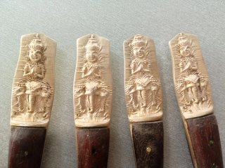 Antiche 8 Cucchiaini Thailandesi, Nichel&Bronzo