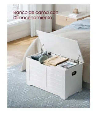 Banco Puff Almacenaje VASAGLE Blanco