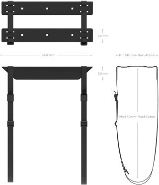 AISENS Soporte para CPU Debajo de Escritorio con Correa Negro