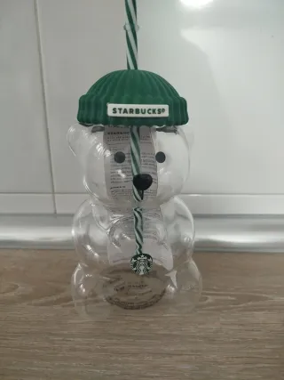 Vaso Oso Starbucks con tapa y pajita