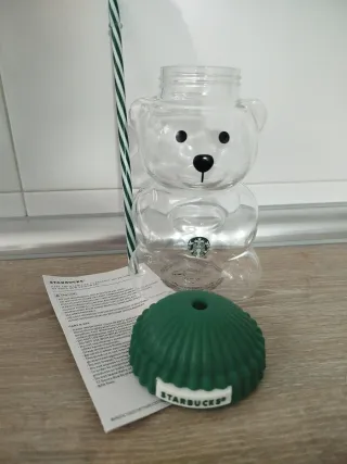 Vaso Oso Starbucks con tapa y pajita