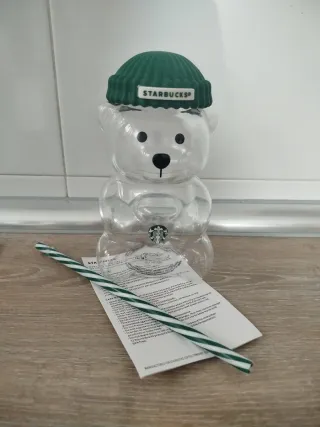 Vaso Oso Starbucks con tapa y pajita