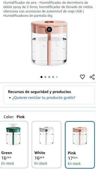 Humidificador de aire rosa y transparente