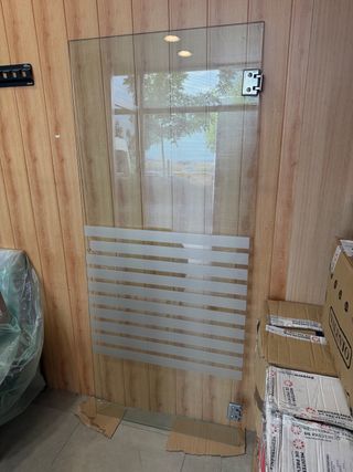 Puerta de cristal con bisagras