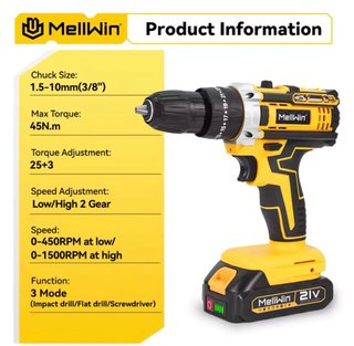 Taladro Inalámbrico de batería MellWin 21V