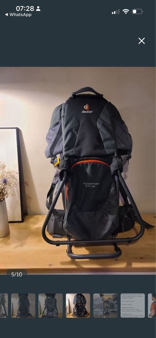 Mochila portabebés Deuter senderismo gris
