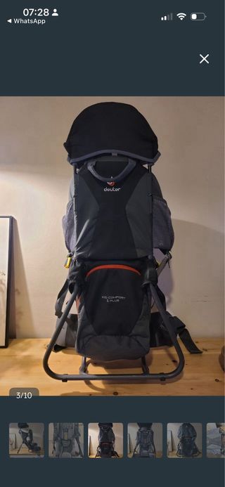 Mochila portabebés Deuter senderismo gris