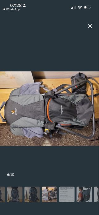 Mochila portabebés Deuter senderismo gris