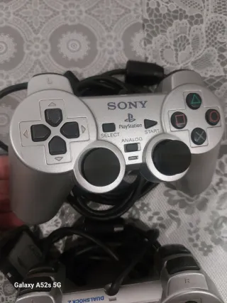 2 Controller PS2 Argento Sony Dualshock 2+memoria