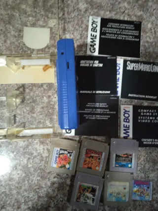Consola Game Boy Azul + Juegos y Manuales y caja
