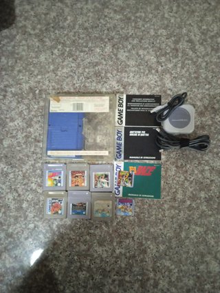 Consola Game Boy Azul + Juegos y Manuales y caja