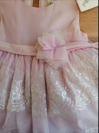 Abito bambina cerimonia rosa pizzo