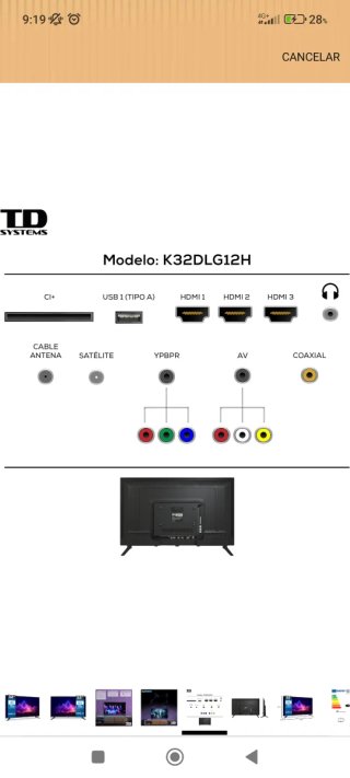 TD System TV 32 HD 720p HDMI x3 sin mando