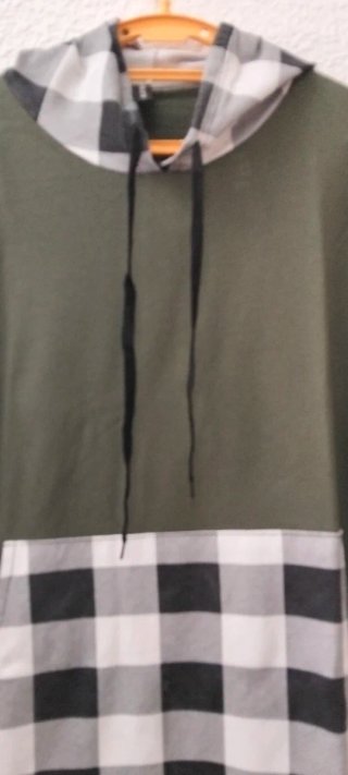 Vestido sudadera cuadros capucha y bolsillos nuevo