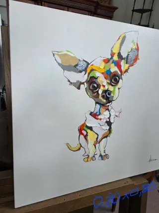 Cuadro perrito chihuahua multicolor acrílico