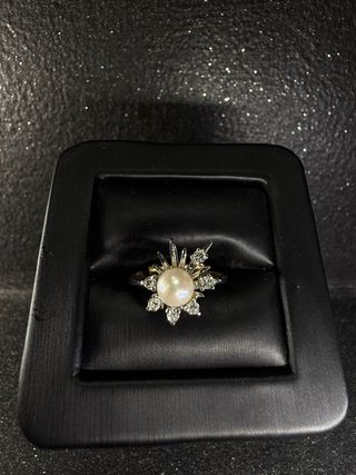 Conjunto Anillo y Pendientes Perla y Diamante