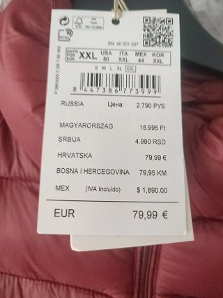 Chaleco acolchado hombre XXL rojo/granatoso.