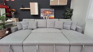 Sofá Chaise Longue Gris Cama Almacenaje 270cm