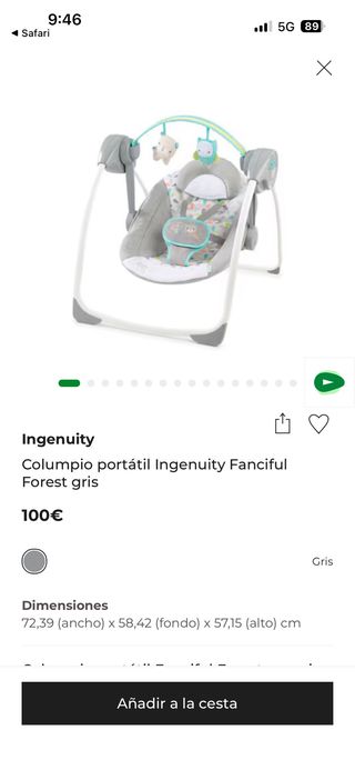 Columpio portátil Ingenuity Fanciful Gris