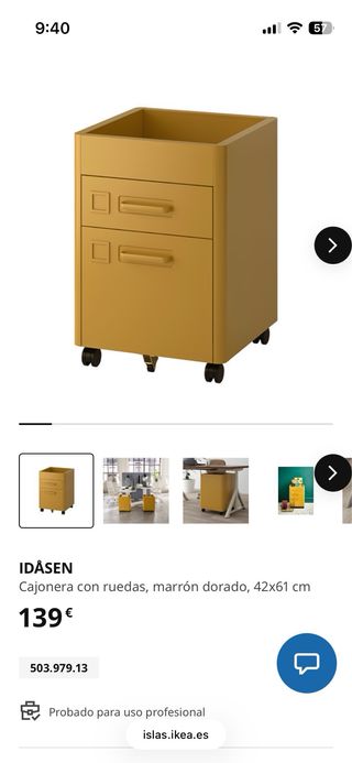 2 Cajoneras Ikea color Mostaza con Ruedas