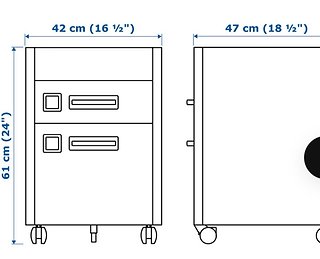 2 Cajoneras Ikea color Mostaza con Ruedas