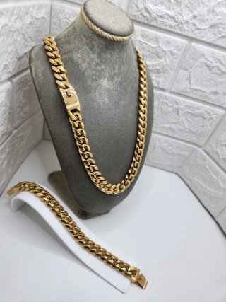 Conjunto Cubano Acero Quirúrgico Chapado Oro