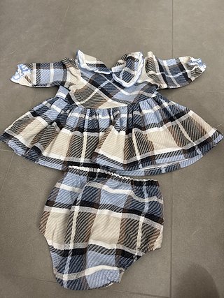 Vestido y pololo cuadros azul 0-3 meses