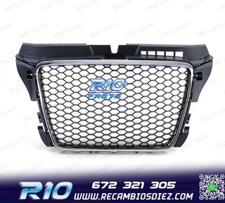 PARRILLA AUDI A3 8P 08-12 LOOK RS3 NEGRO CROMO