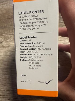 Mini Impresora de Etiquetas D12 Recargable